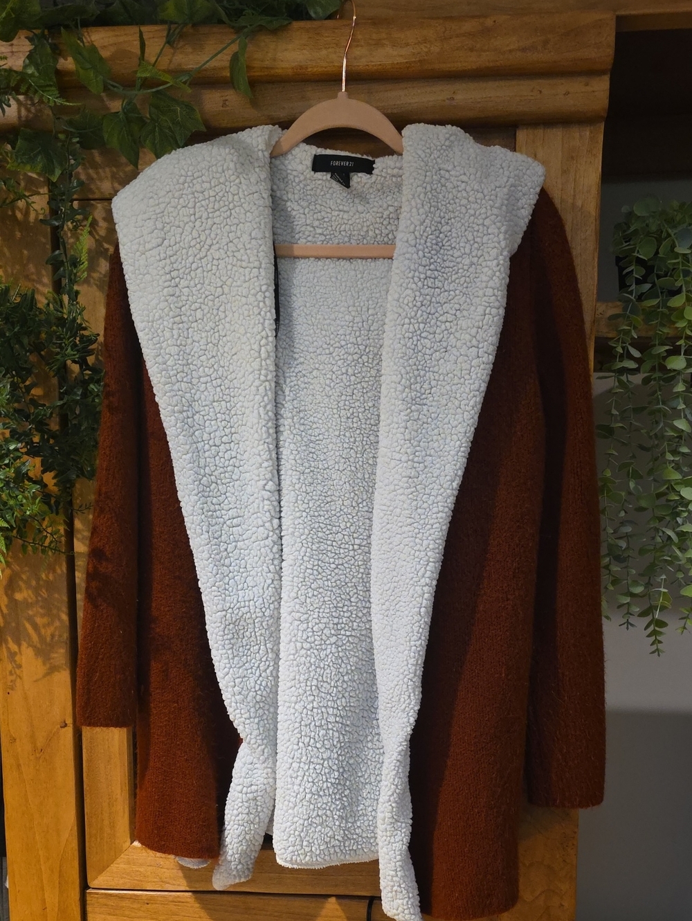 Forever 21 Hooded Sherpa Coat With Pockets